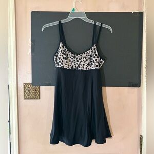 Black and White Spotted Women's Swimsuit Dress